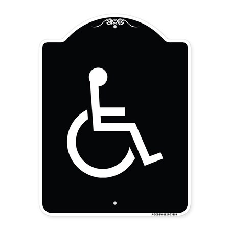 Signmission Large Handicapped Symbol Heavy-Gauge Aluminum Architectural Sign, 24" x 18", BW-1824-23889 A-DES-BW-1824-23889
